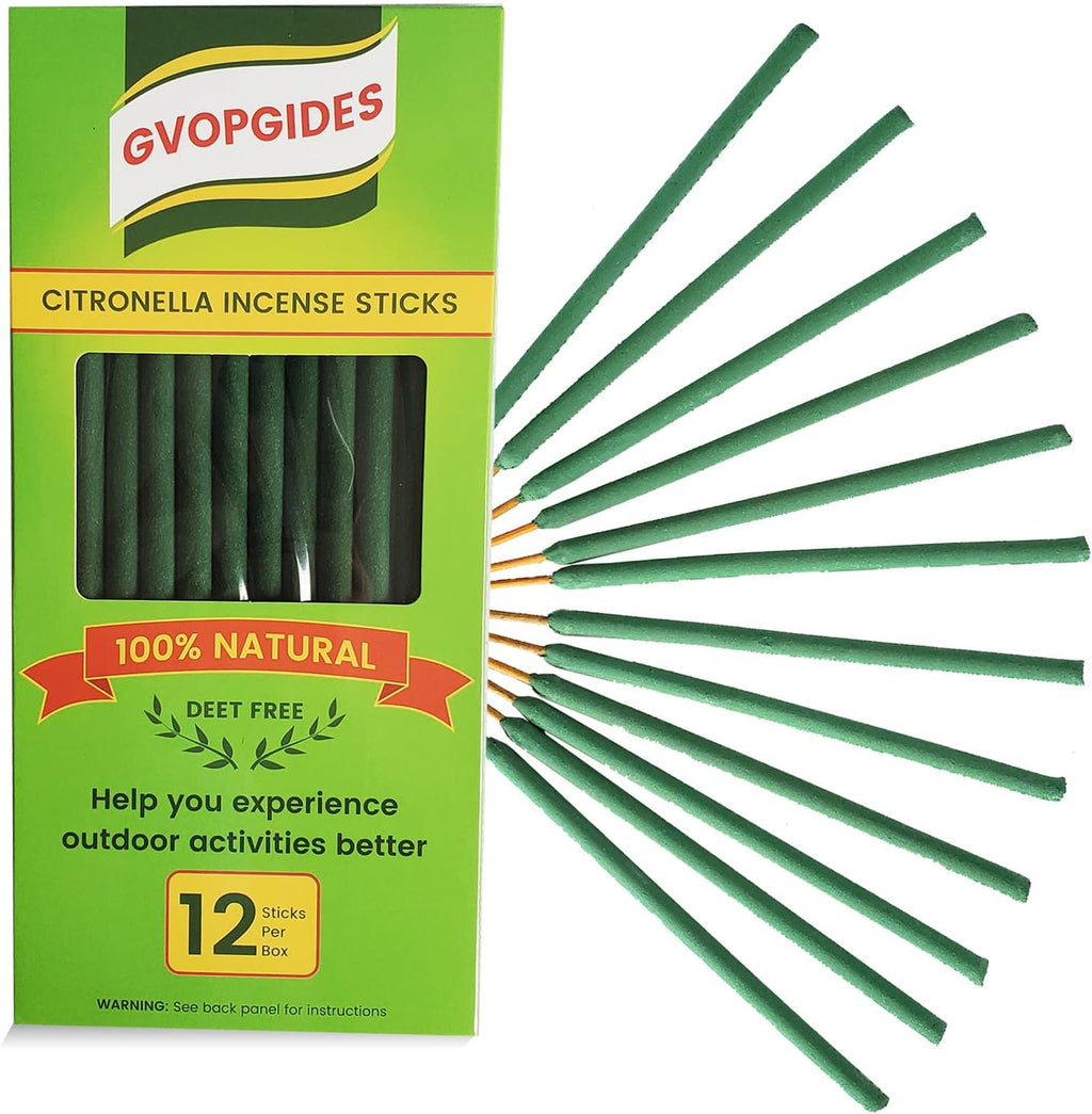 Large Citronella Incense Sticks 12 Pieces per Box, Made from Natural Plants, Suitable for Outdoors, by The Pool, in The Yard
