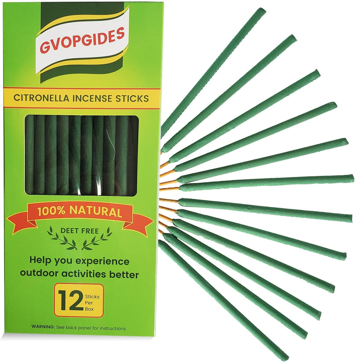 Large Citronella Incense Sticks 12 Pieces per Box, Made from Natural Plants, Suitable for Outdoors, by The Pool, in The Yard