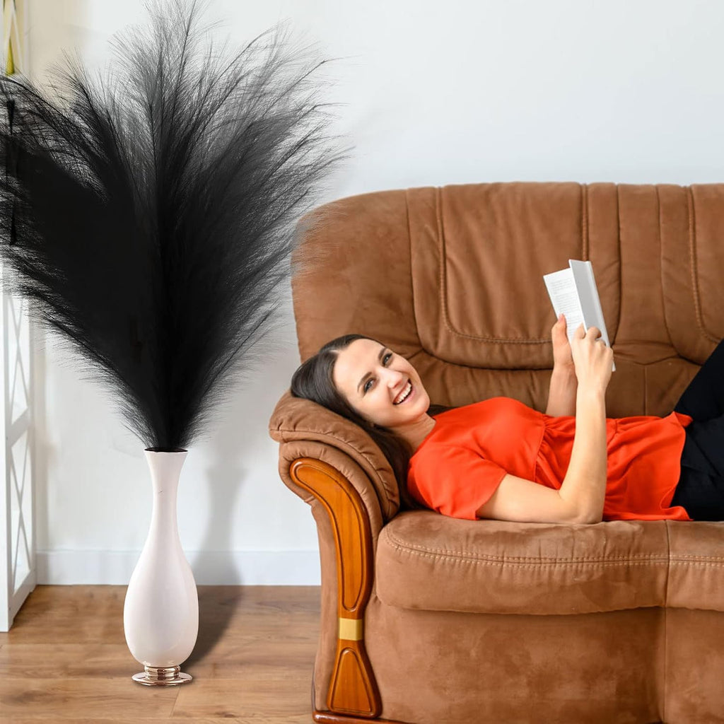 onecircle Black Pampas Grass,3 pcs of 43'' Dried Pampas Grass with Tall and Fluffy Decor Suitable for Boho Décor (Black)