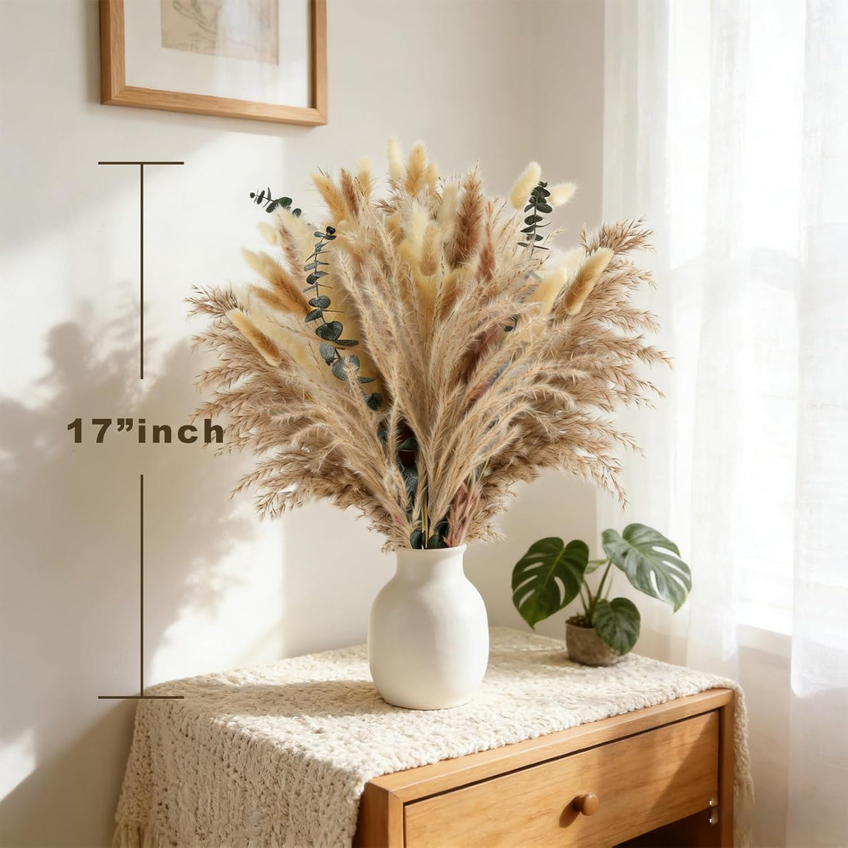 710Pcs Natural Dried Pampas Grass Dried Flowers 17'' Boho Pampas Bouquet