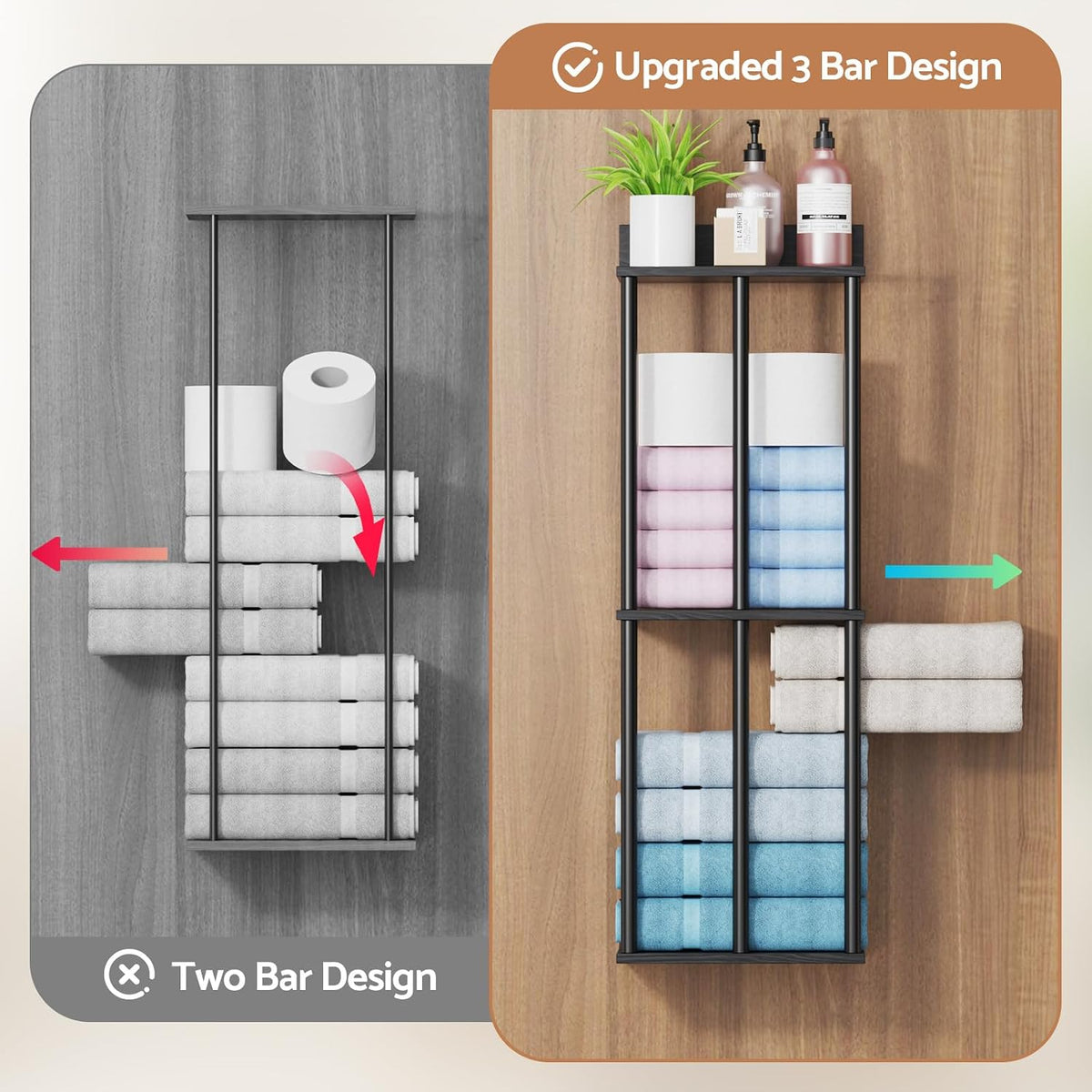 Bathroom Towel Storage, Black Bathroom Towel Holder