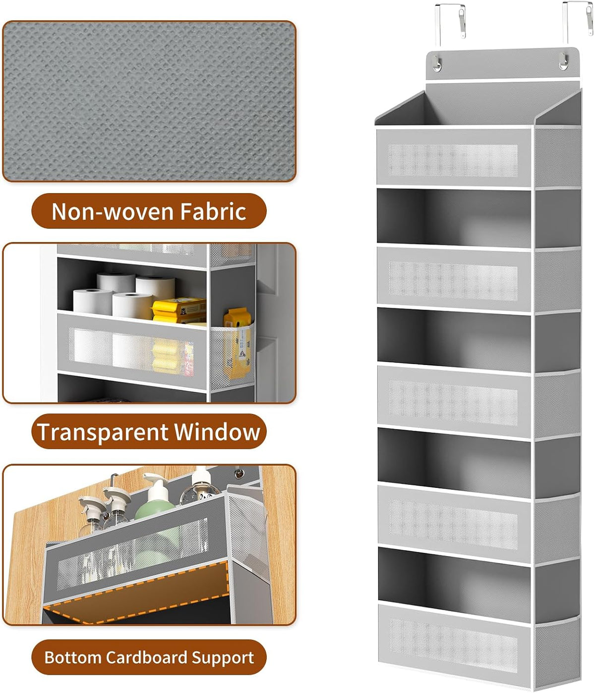 AQOOA 5 Shelf Over The Door Organizer 44 lbs Capacity fit Standard Doors