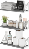 Wallniture Minori Gray Floating Shelves for Wall, Bathroom Shelves Over the Toilet Storage, Wood Wall Shelf for Bedroom, Living Room, Kitchen, Set of 3
