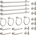 NearMoon 20 Pieces Bathroom Hardware Set SUS304 Thicken Stainless Steel-Towel Rack Kit Include 26" Towel Rod + Bath Towel Ring + Toilet Paper Holder + Robe Towel Hooks Bath Accessories (Nickel)