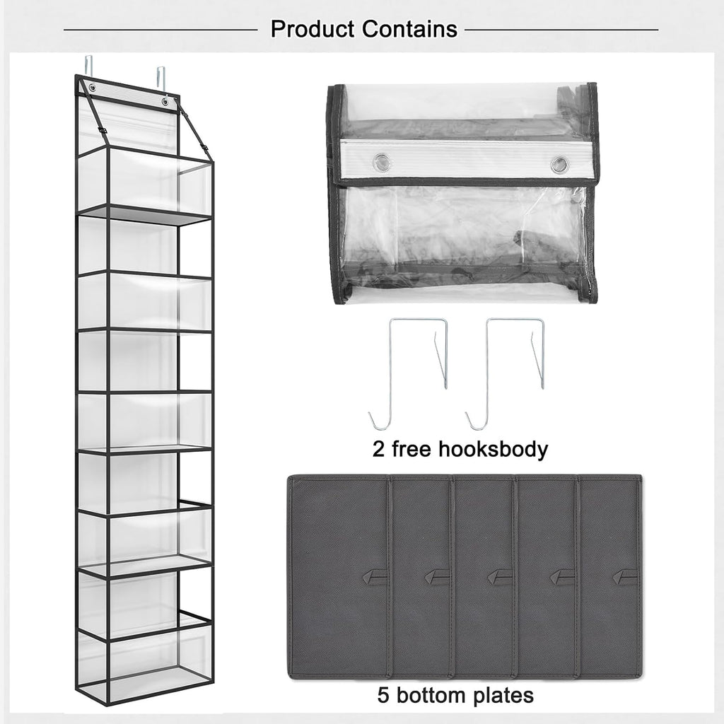Over Door Organizer Hanging Storage 5 Shelf Clear Pockets Pantry Closet