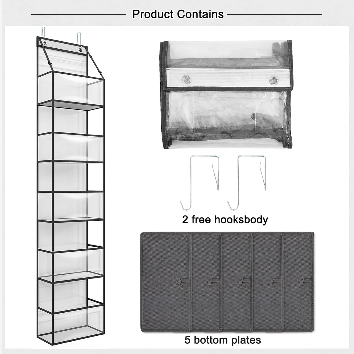 Over Door Organizer Hanging Storage 5 Shelf Clear Pockets Pantry Closet