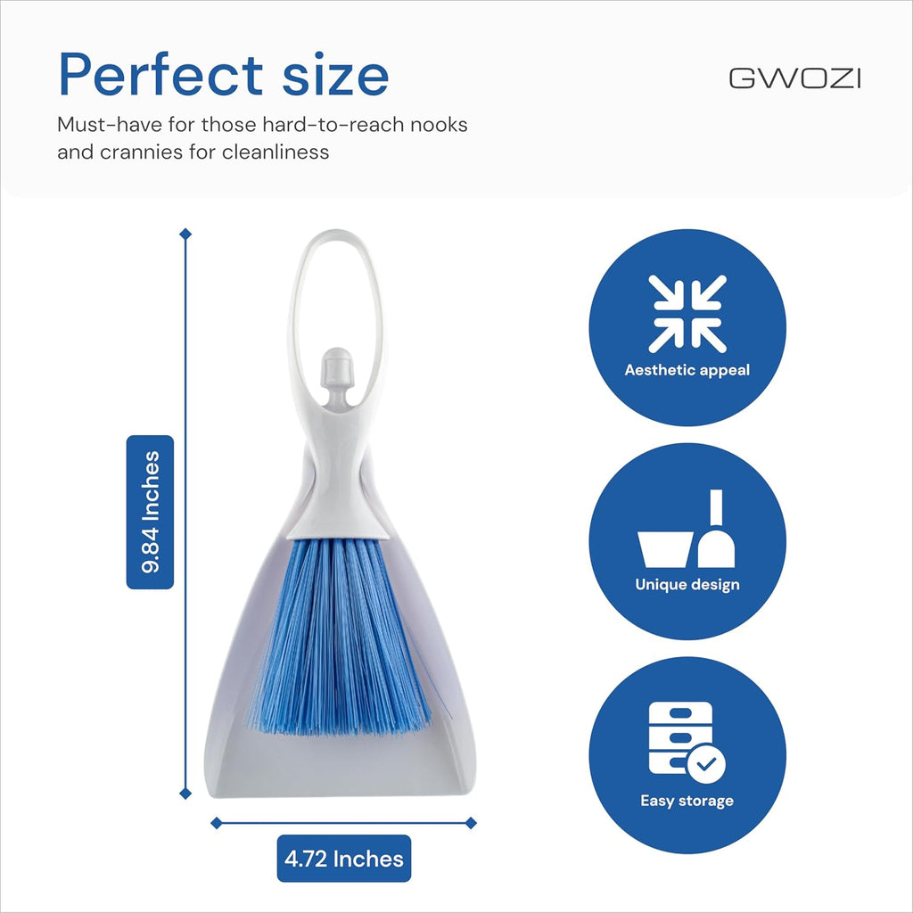 Small Broom and Dustpan Set - Plastic Mini Dustpan and Brush Set for Cleaning - Angel Shape Hand Broom and Dustpan Set for Keyboard, Table, Sofa, Drawer, Trunk, Dashboard
