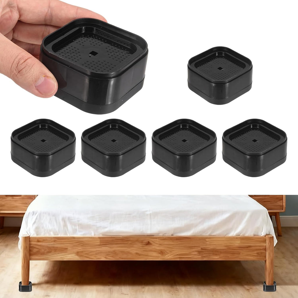 uxcell 6Pcs Furniture Risers Adjustable Bed Risers Height 1-Layers 1" Black