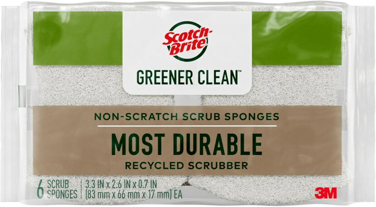 Scotch-Brite Greener Clean Non-Scratch Scrub Sponge, 6 Pack