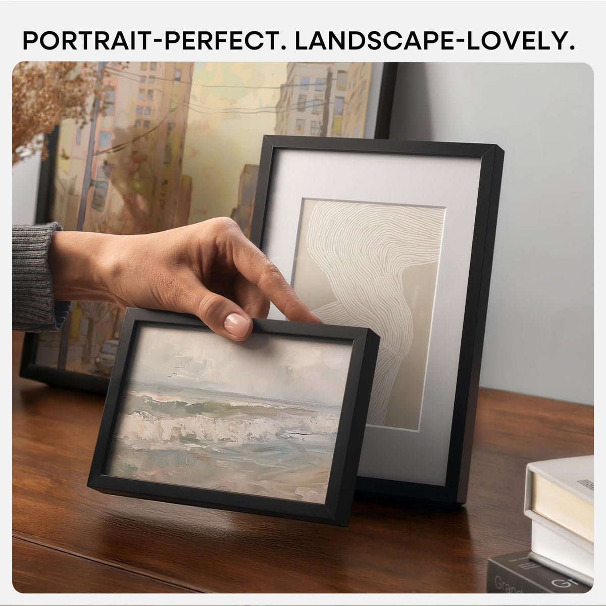 Homeforia 5x7 Black Picture Frame, High-End Metal, 4x6 Mat, Glass