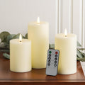 Stmarry Ivory Flameless Candles with Remote and Timer, Real Wax Made LED Pillar Candles Battery Operated with 3D Flickering Flame - 3" x 4", 3" x 5", 3" x 6" - Set of 3