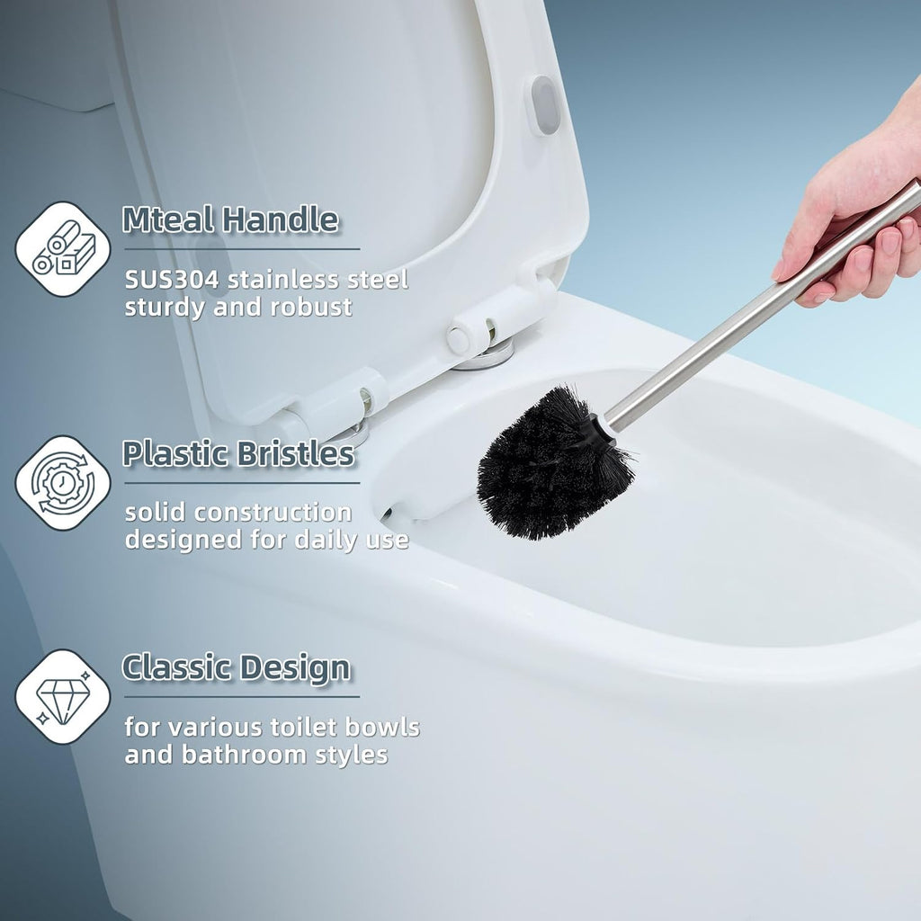 Angle Simple Toilet Brushes Refills, Black Toilet Bowl Scrubber Head 3 PCS