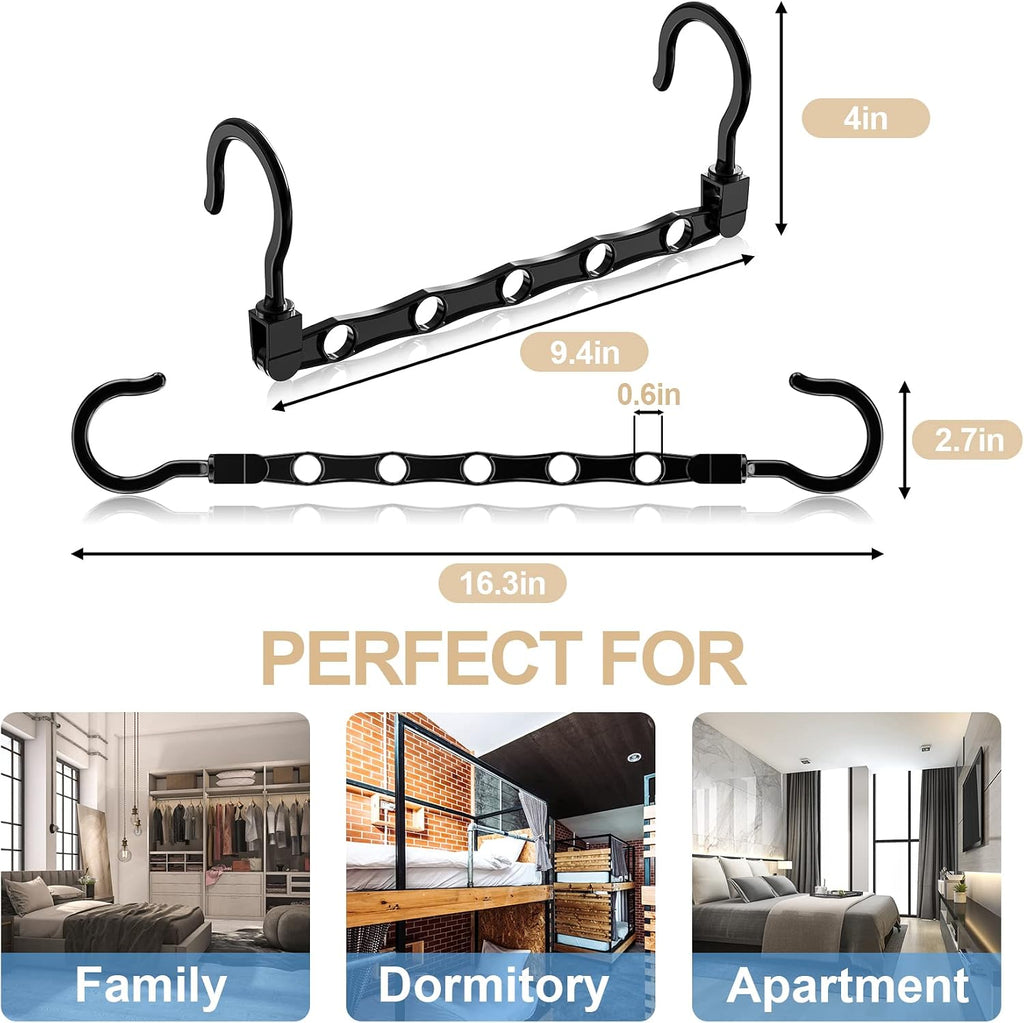 8 Pack Hangers Space Saving Magic Space Saver Smart Plastic Hangers Black