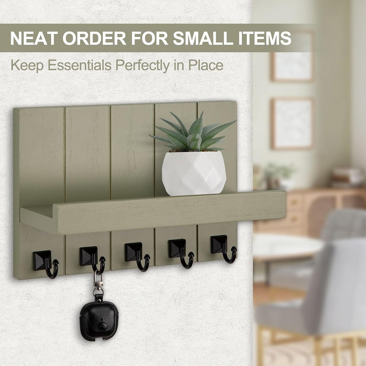 Key Holder for Wall, Decorative Key Holder with Shelf