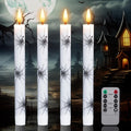 Cobweb Decal Flameless LED Taper Candles with Remote and Timer