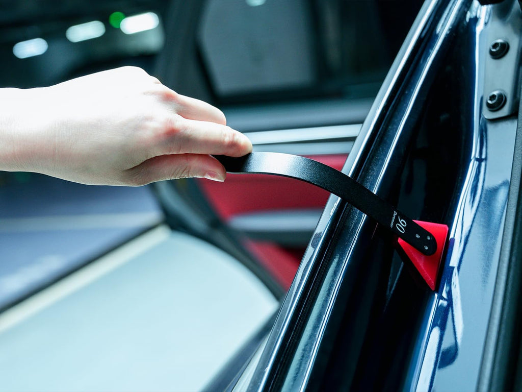 FOSHIO Mini Squeegee 2 Pack Vinyl Wrap Tools for Window Tinting Quarter Windows and Hard to Reach Areas, Cleaning for Vehicle Side Mirrors, 2-in-1 Different Hardness Rubber Blades with Curved Handle
