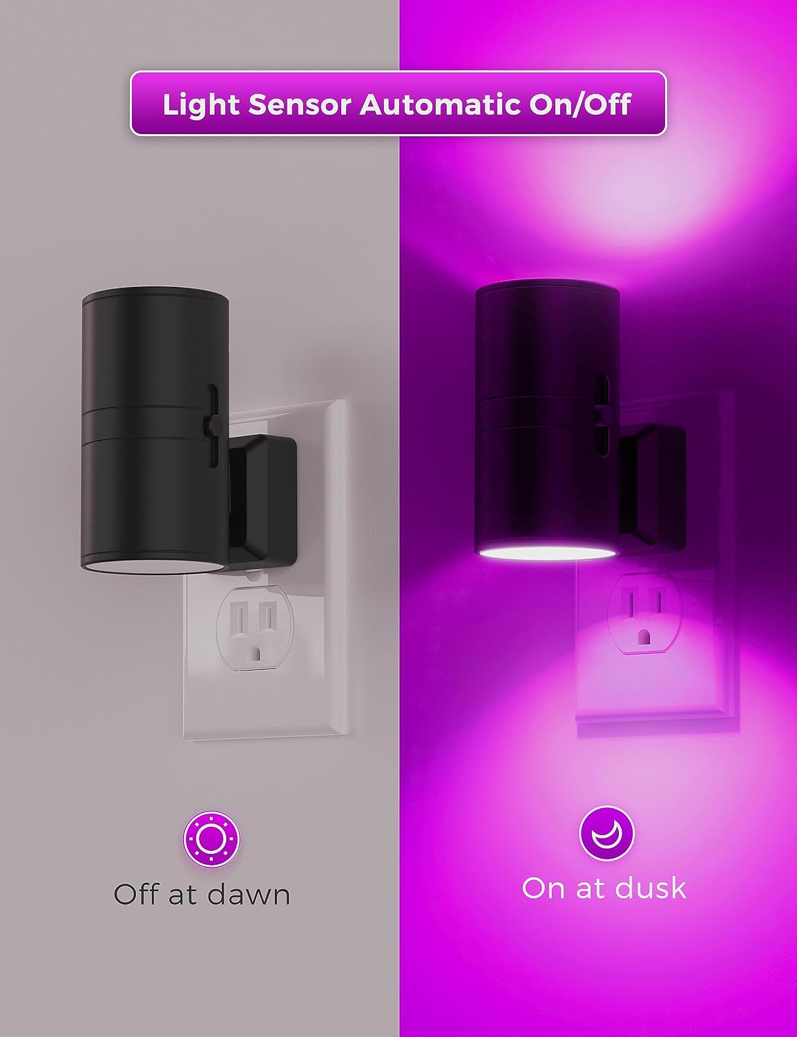 L LOHAS LED Purple Night Light, Purple Lights, Night Lights Plug into Wall