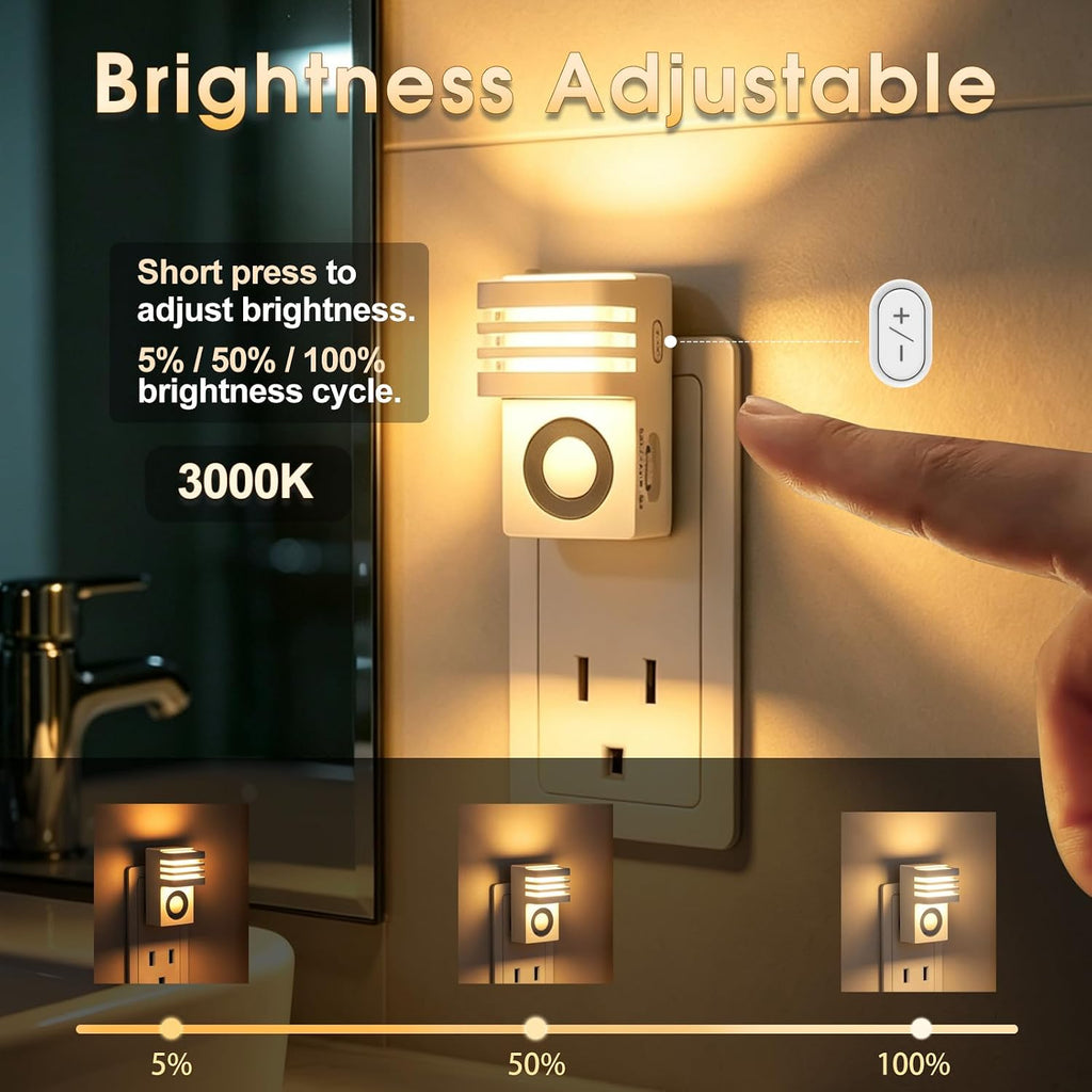 Plug-in Motion Sensor Night Light, Dusk to Dawn LED Outlet Light, 2 Pack