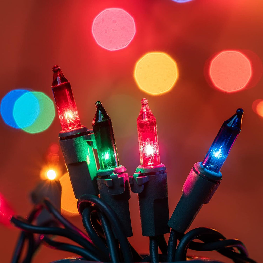 200 Multicolor Christmas Lights, 2 Set 33 ft 100 ct Green Wire String Light