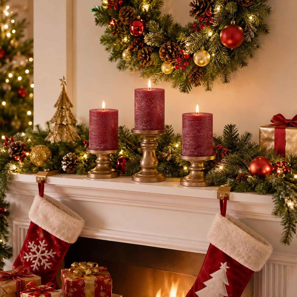 Red Pillar Candles 6 Pack, 2.8 x 4 Inch Unscented Soy Wax Candles