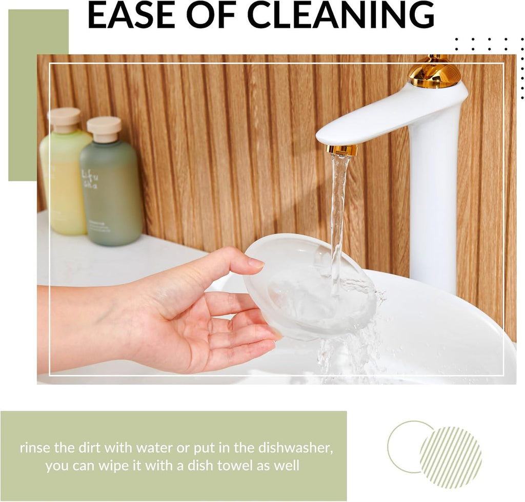 Aomasi Glass Round Soap Holder for Bathroom Shower Sink, Frosted