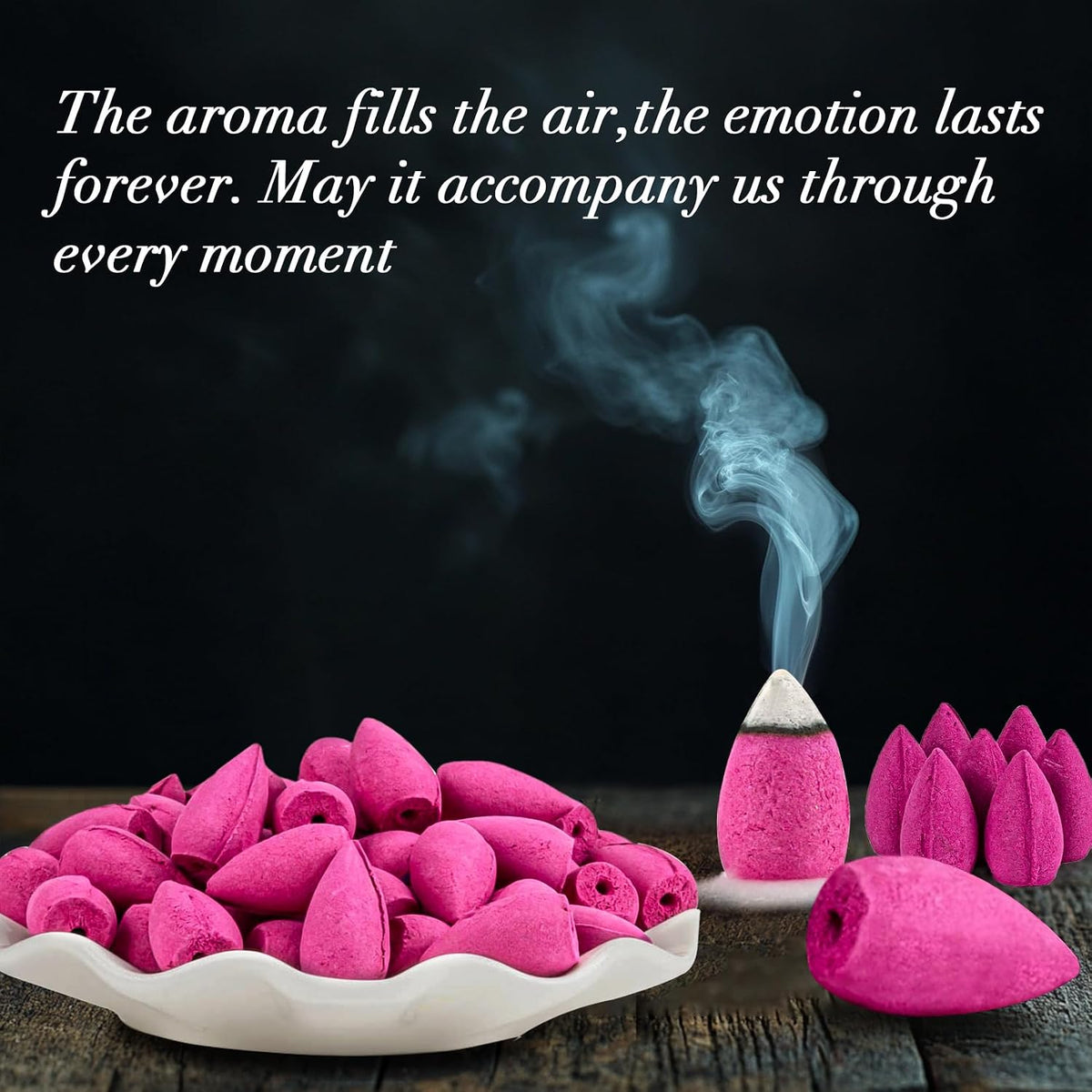 Sukh Backflow Incense Cones - 108 PCS Waterfall Incense Cones (Rose)