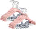 ManGotree 11.8 Inch Baby Velvet Hangers with Movable Clips 16 Pack Pink