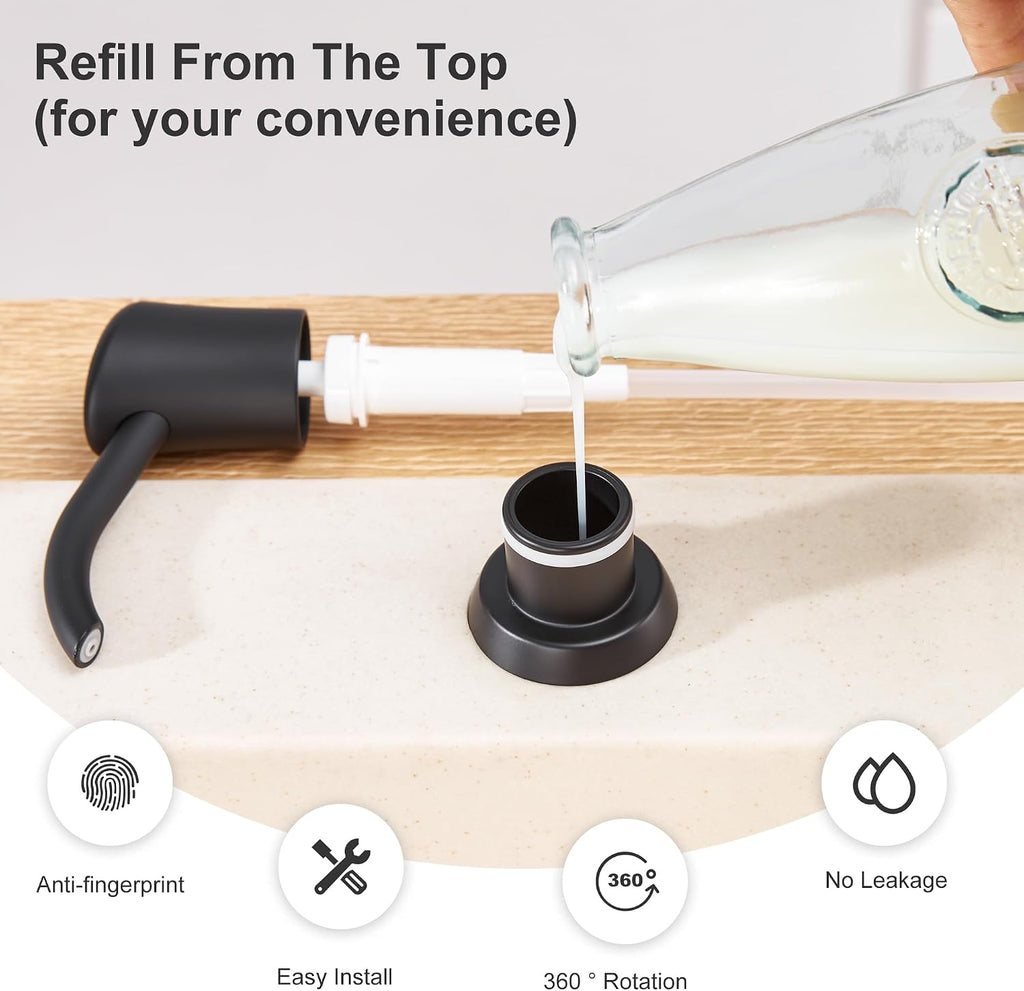 GAGALIFE Dish Soap Dispenser for Kitchen Sink, 17 oz Bottle, Matte Black