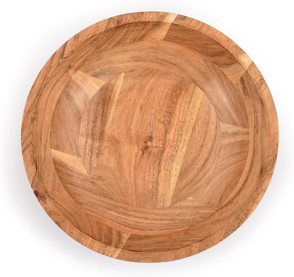 Kimona Fruit Bowl for Kitchen Counter, Vintage Wooden Fruit Bowl/Stand for Kitchen countertop Décor (10" X 10" X 3")