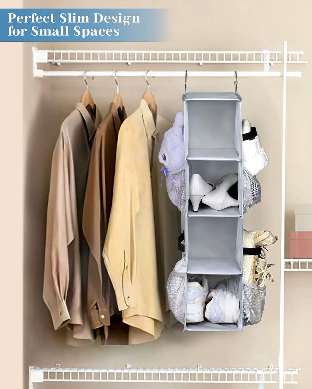 SLEEPING LAMB Shoe Rack for Door with Large Deep Pocket and Short Hanging Shoe Organizer for Closet or RV