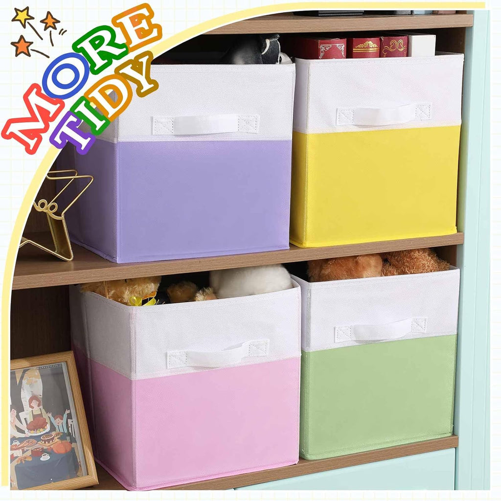 Yinder 6 Pcs Cube Storage Bin Macaron Color 10.5''x10.5''x11'' Storage Cube