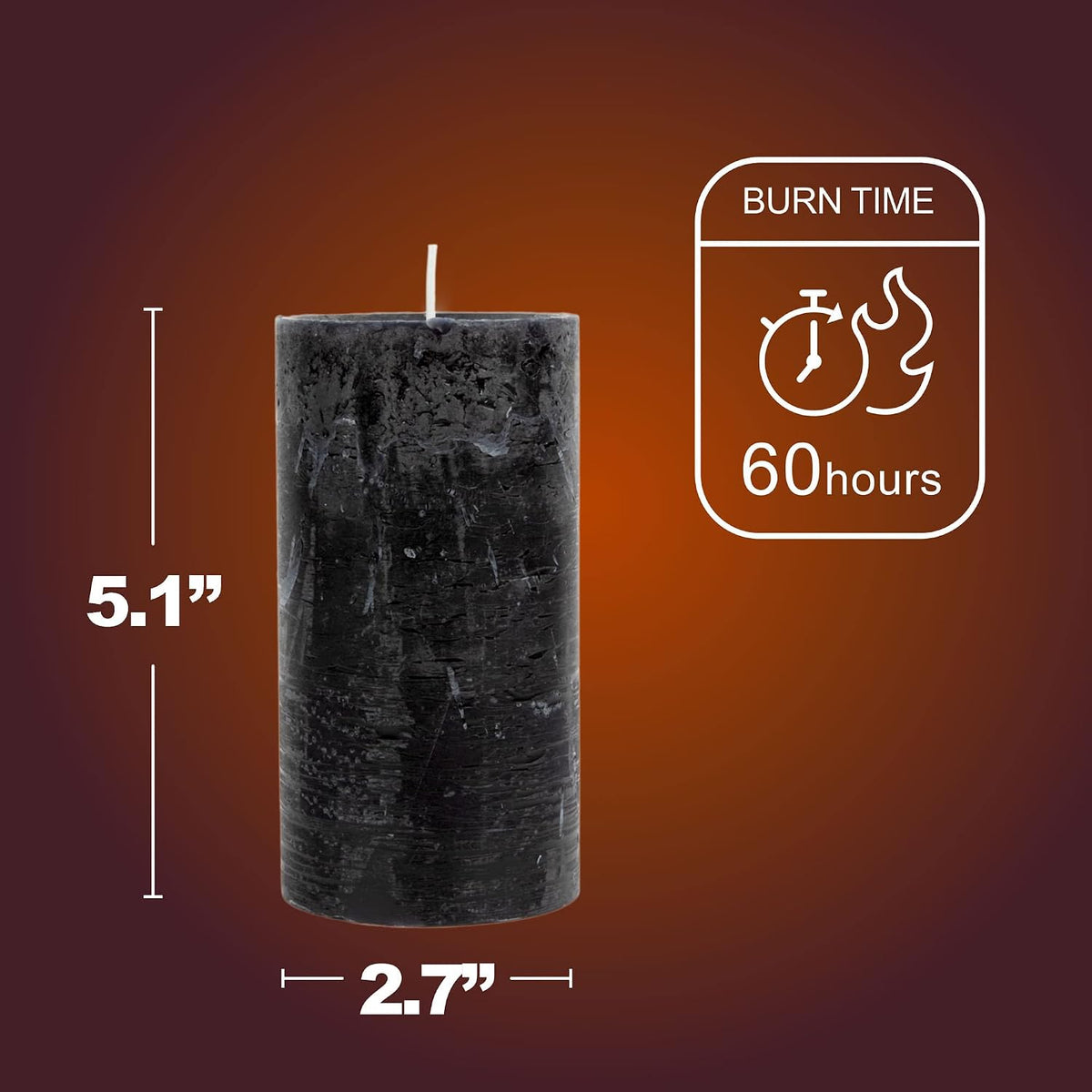 SPAAS Rustic Black Pillar Candles - 2.8" X 5" Unscented - 4 Pack for Home Decor, Halloween, Wedding, Spa, Holidays, Restaurants