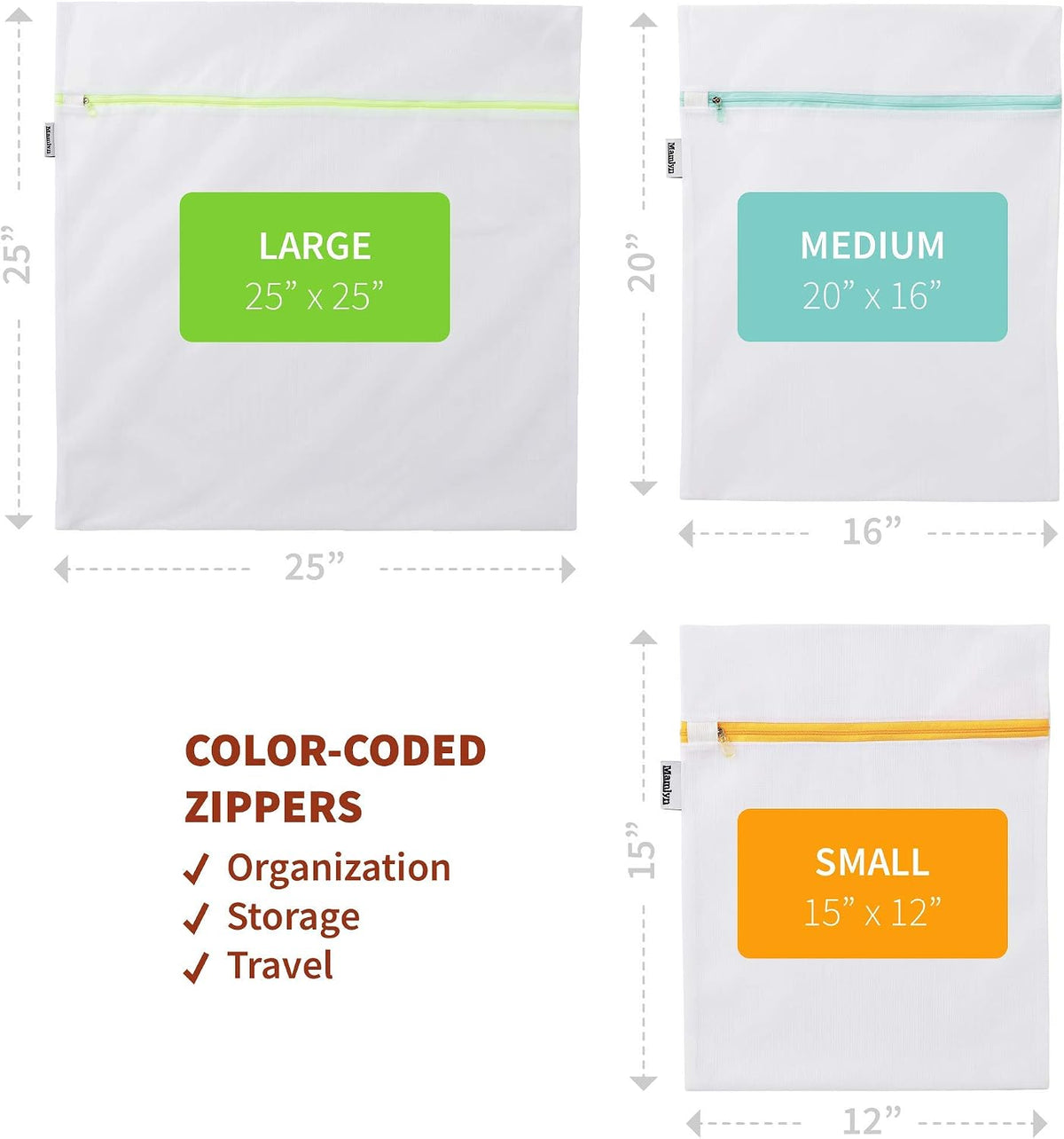 Mamlyn Mesh Laundry Bag for Delicates, Wash Bag for Underwear and Lingerie, Makeup Organizer Bag (1 Large, 2 Medium, 2 Small)
