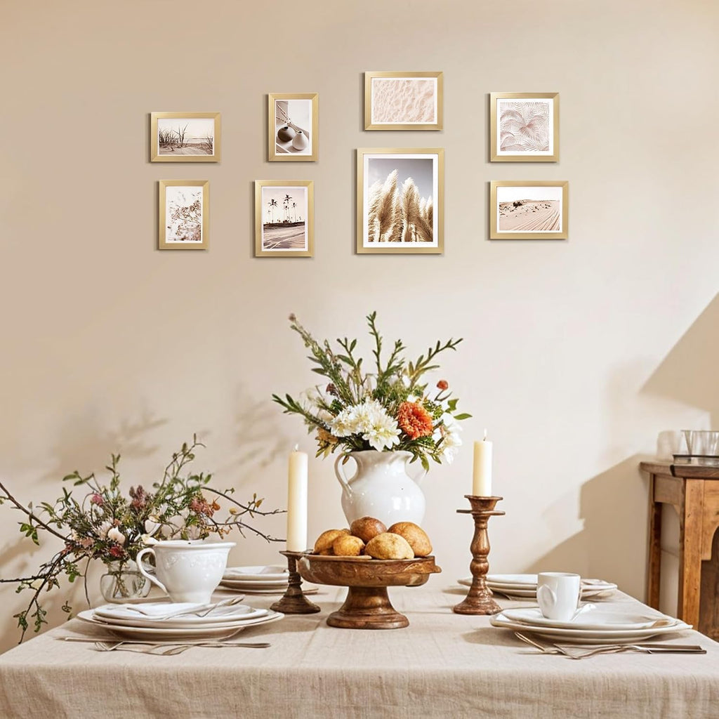 ArtbyHannah Gallery Wall Frame Set, 8 Pack Gold Picture Frames, Small