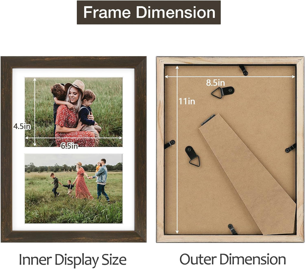 Golden State Art 8.5x11 Dark Brown Wooden Picture Frame for 2-5x7 Photos