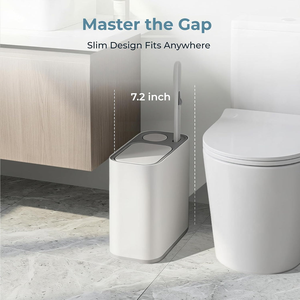 Bathroom Trash Can with Disposable Toilet Brush 36 Refills, 1.5 Gallon