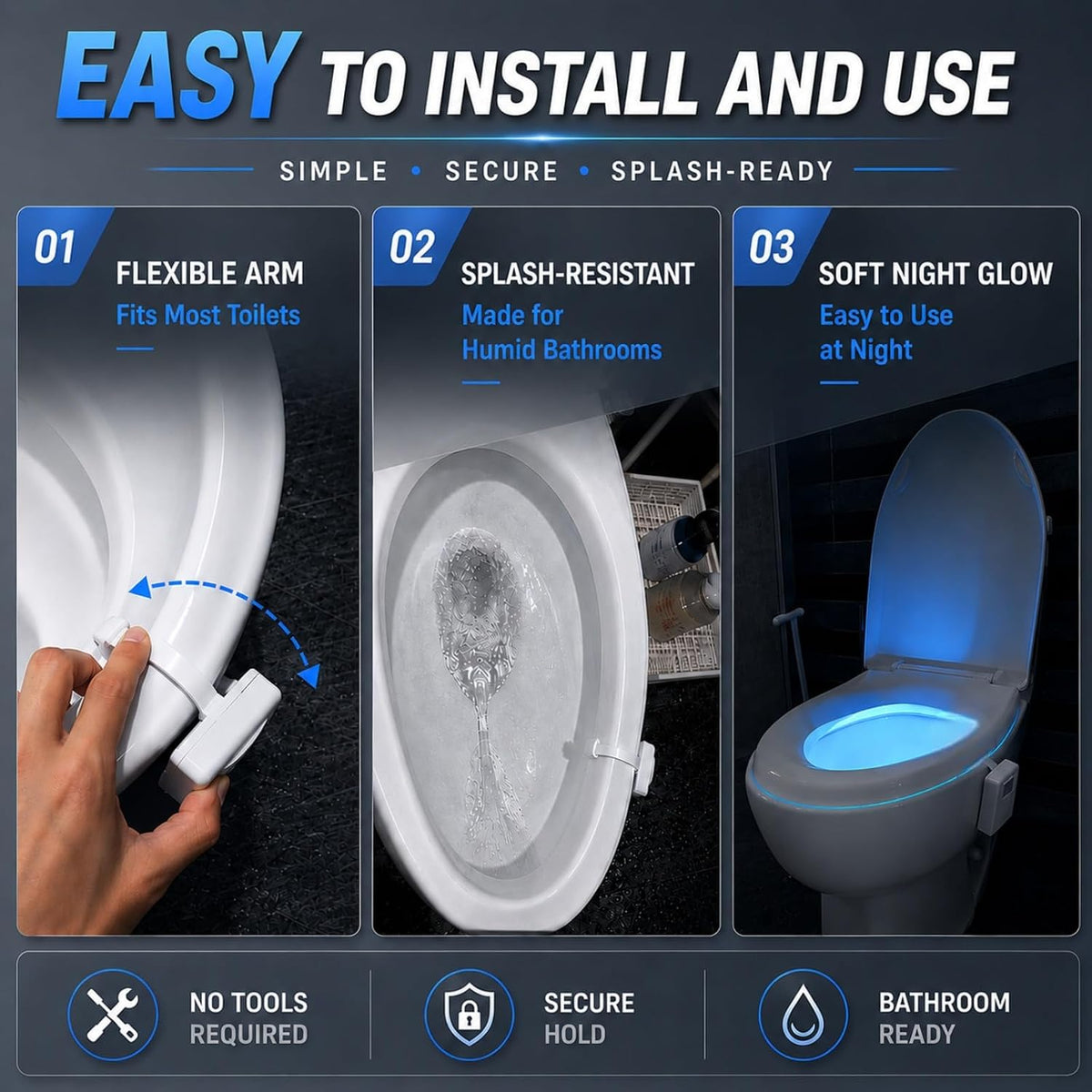 Chunace Toilet Bowl Night Lights Motion Detection 6Pack, Family Value Set