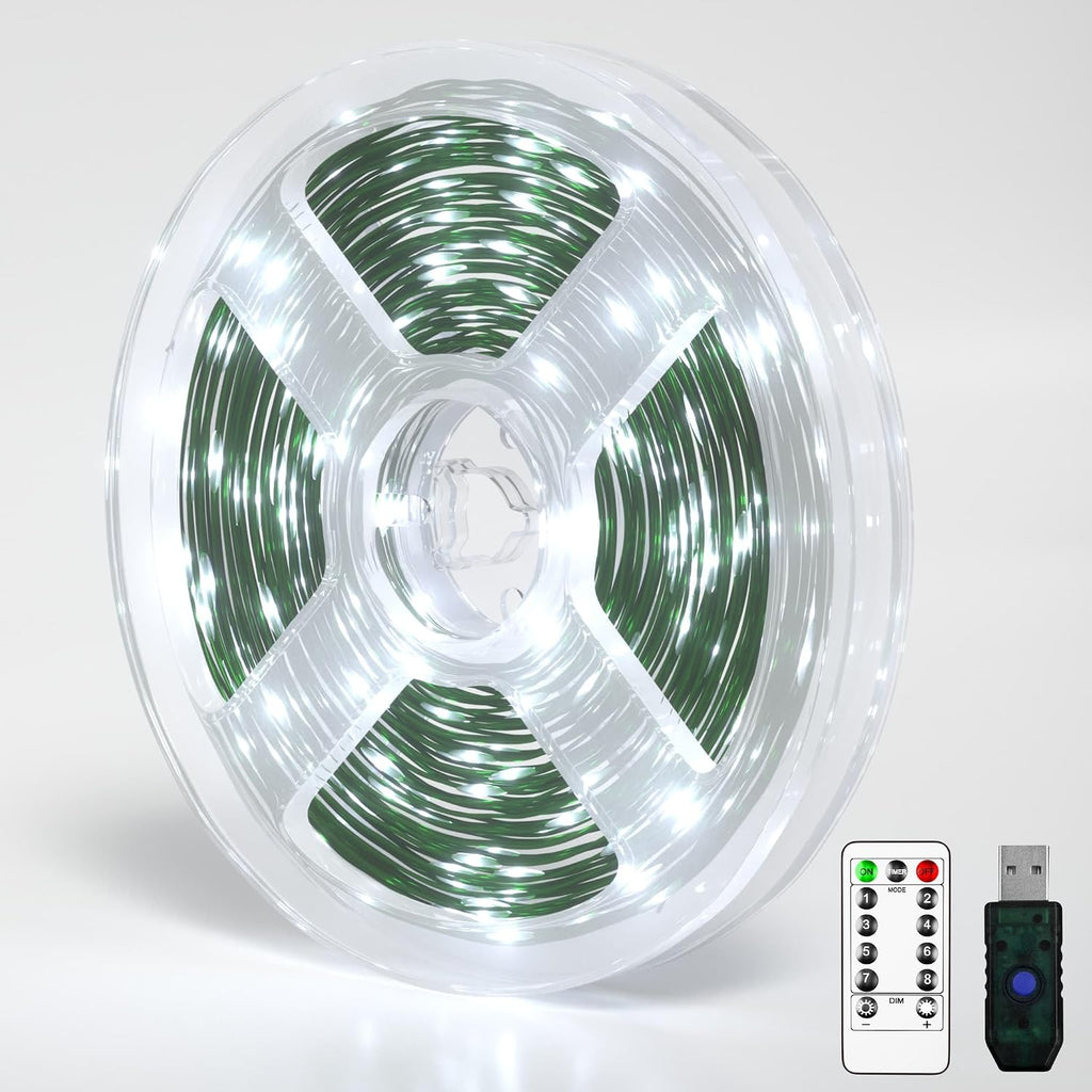 Fairy Lights 33 FT 100 LED USB Twinkle String Lights Plug in Lights with Remote and Timer 8 Modes Waterproof Dark Green Wire for Bedroom Christmas Tree Indoor Outdoor Decoration White