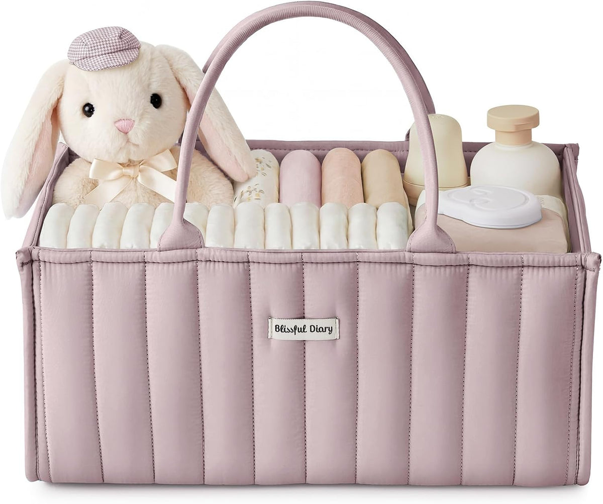 Blissful Diary Baby Diaper Caddy Organizer, Nursery Storage, Mauve Pink