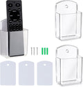 3 Pack Remote Control Holder Wall Mount, Adhesive Remote Holder with Screw Installation Storage Organizer for TV/Media/Air Conditioner Remotes For Home Office School Clear