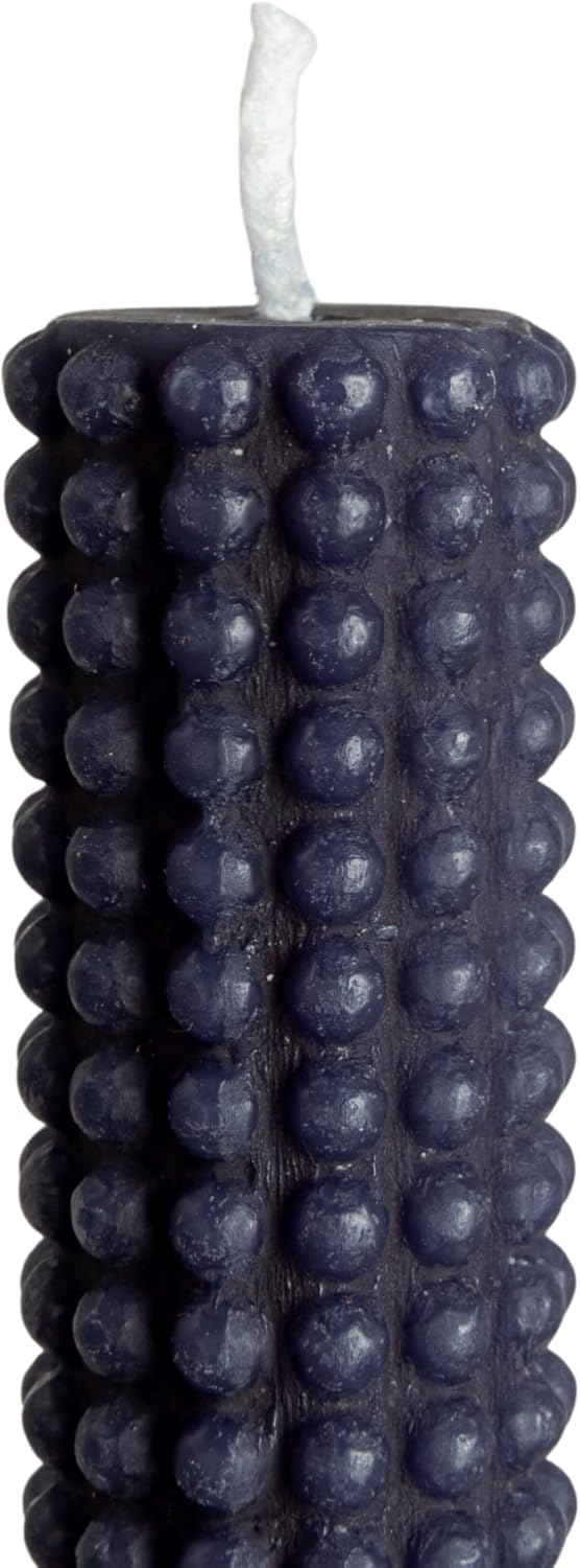 Creative Co-Op Hobnail Taper Candles in Box, Navy Blue, Set of 2