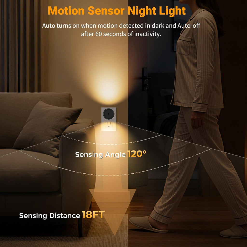 TSEXES LED Motion Sensor Night Light,Plug into Wall Night Light,4-Pack