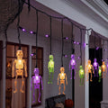 7FT 10 LED Halloween Skull Curtain String Lights, 15 Purple Bulbs, Plug in
