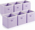 Yalikop 6 Pcs Purple Scalloped Cube Storage Bins 11 Inch Fabric Basket