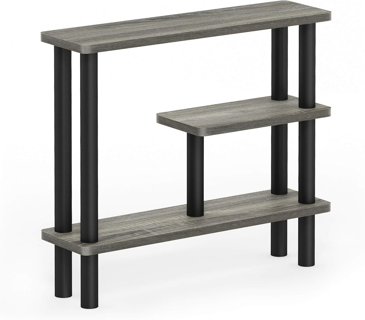 Furinno Turn-N-Tube Slim Space Saving Storage Rack, French Oak Grey/Black