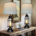 Table Lamps Set of 2 with USB Port 3 Way Dimmable Touch Lamps 28.5" Tall Rustic Industrial Living Room Lamps for Bedroom Bedside Office 4 Bulbs Included