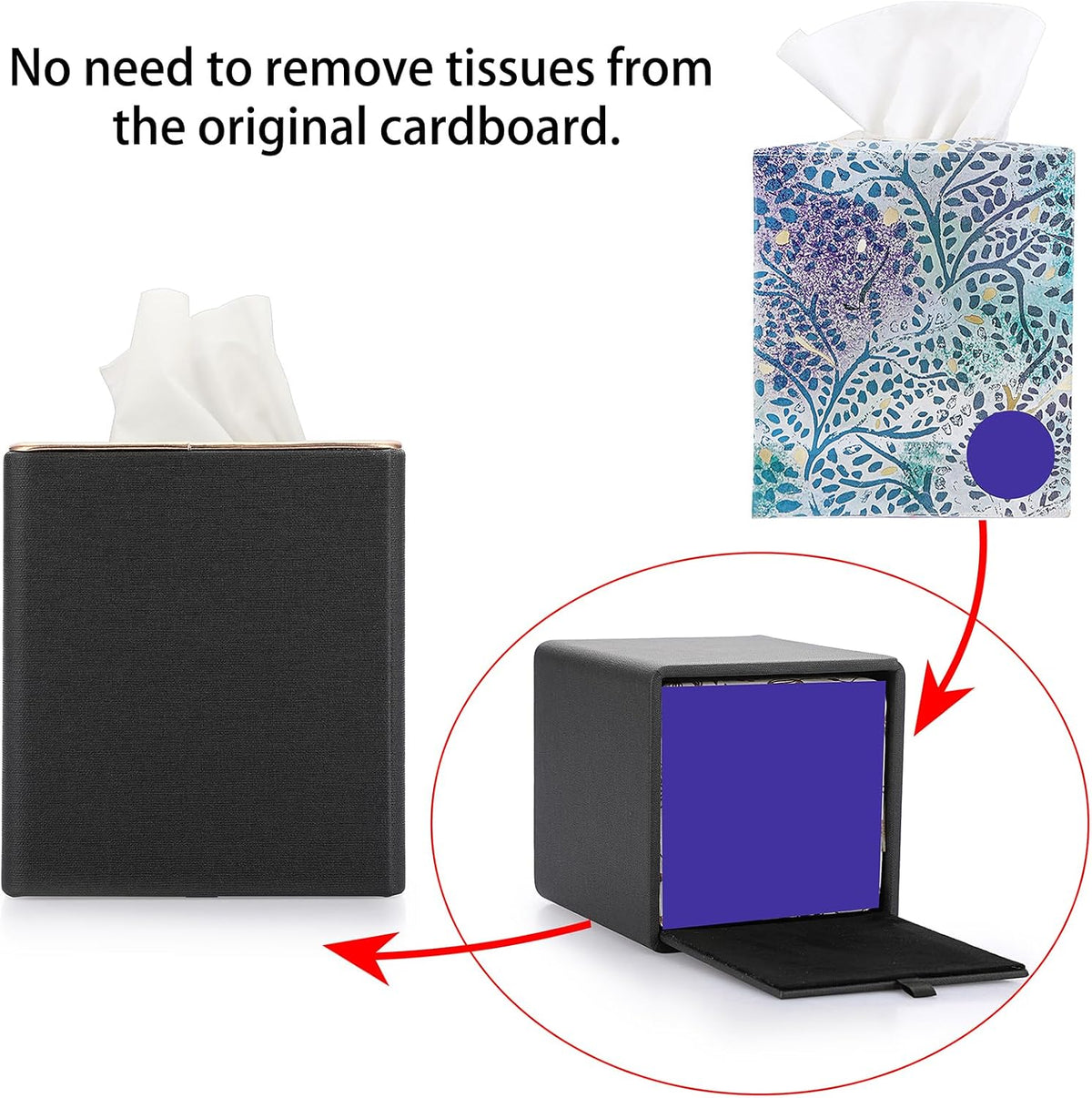 Sumnacon Linen Tissue Box Cover Square Magnetic Bottom Tissue Box Holder