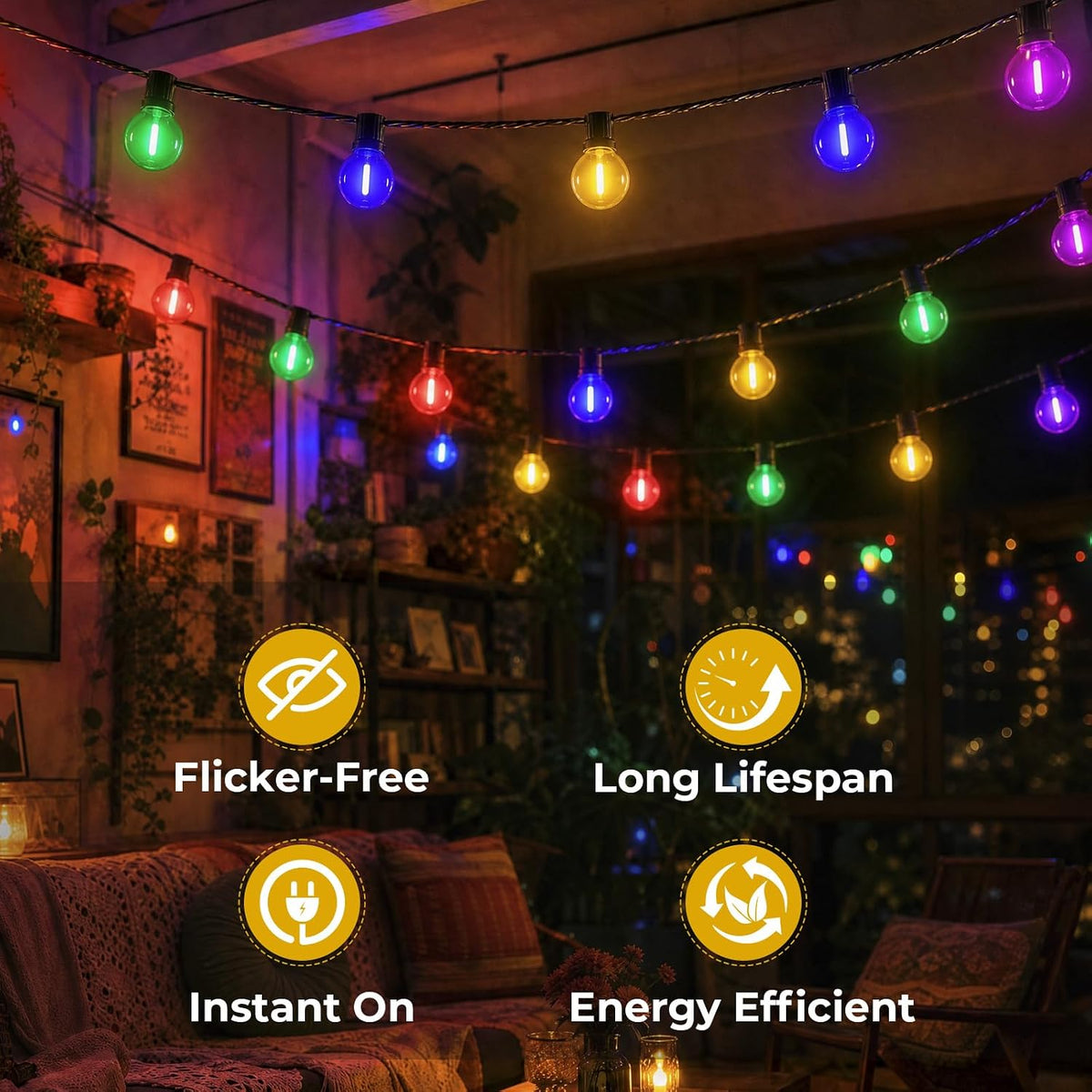 GvvooHome 36 Pack G40 Colored Light Bulbs, 1Watt LED Multicolor Globe Bulbs