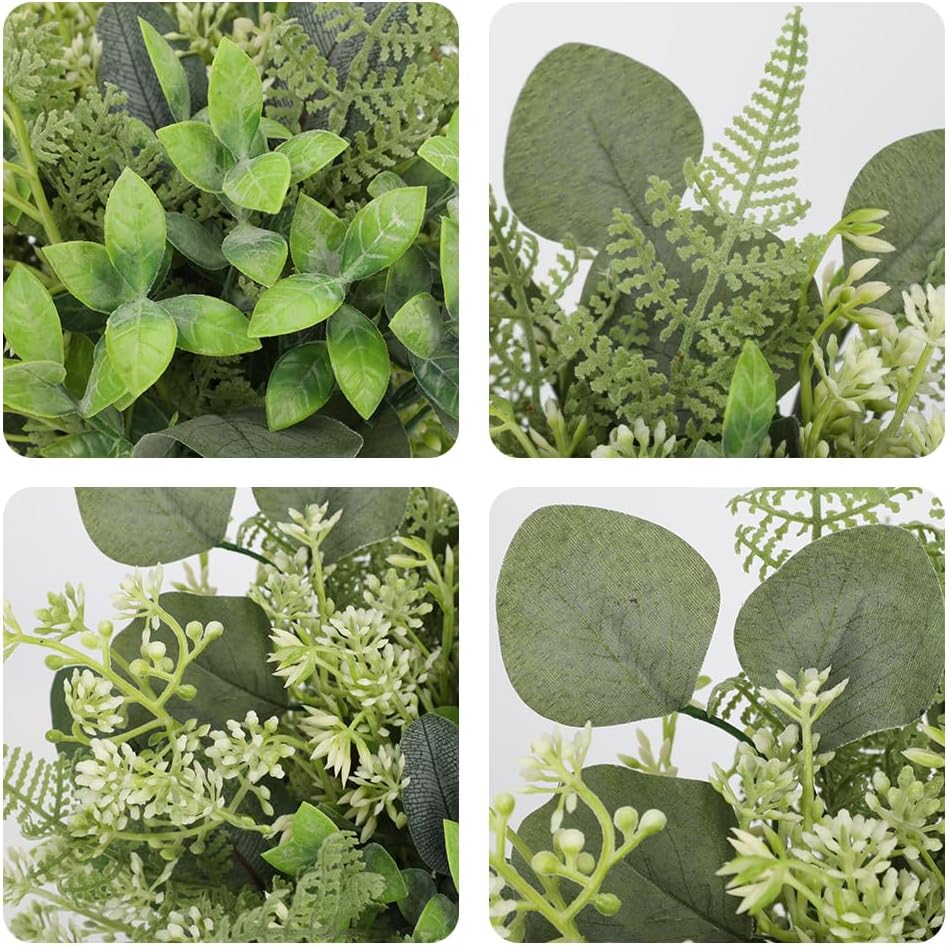Mixed Artificial Eucalyptus Stems Bulk 15pcs 5 Kinds Faux Silver Dollar Eucalyptus Fern Leaves Picks Artificial Greenery Stems Sprays Bouquet for Vase DIY Wedding Bouquet Floral Arrangement Home Decor