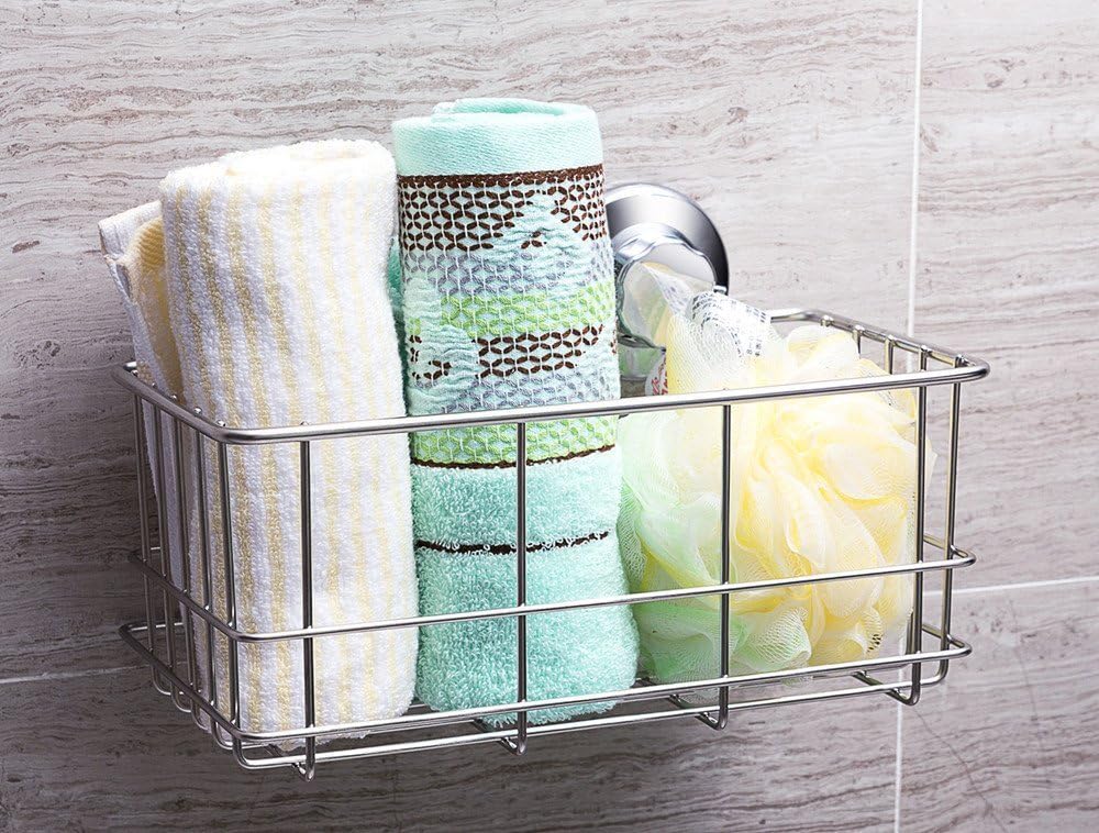 iPEGTOP Suction Cup Deep Shower Caddy Bath Organizer Wall Shelf for Large Shampoo Gel Holder Bathroom Accessories Storage -Rustproof 304 Stainless Steel, 2-Pack